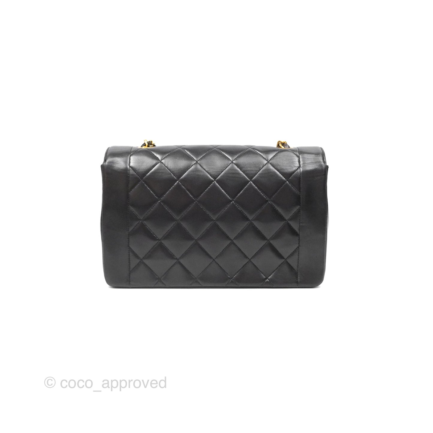 Chanel Vintage Medium Classic Diana Bag Quilted Black Lambskin 24K Gold Hardware