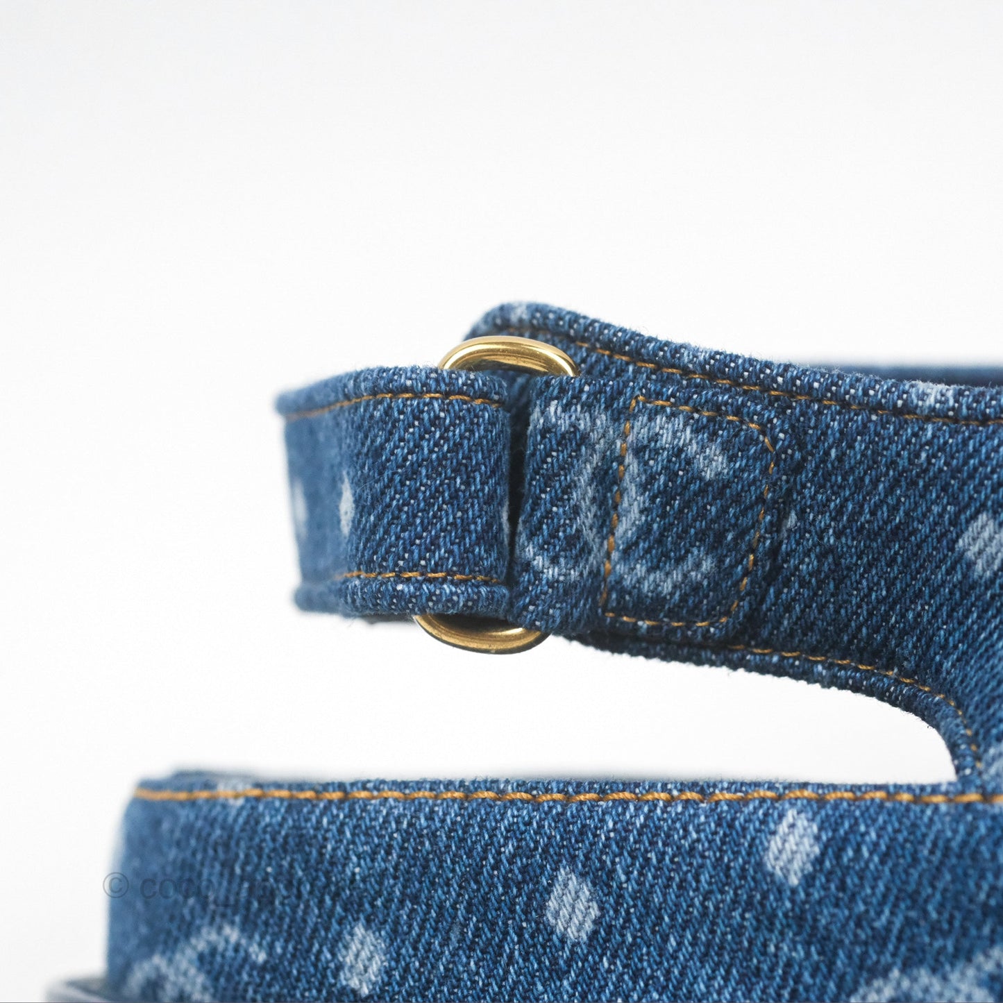 Chanel CC Dots Dad Sandals Denim Blue 23P Size 36.5