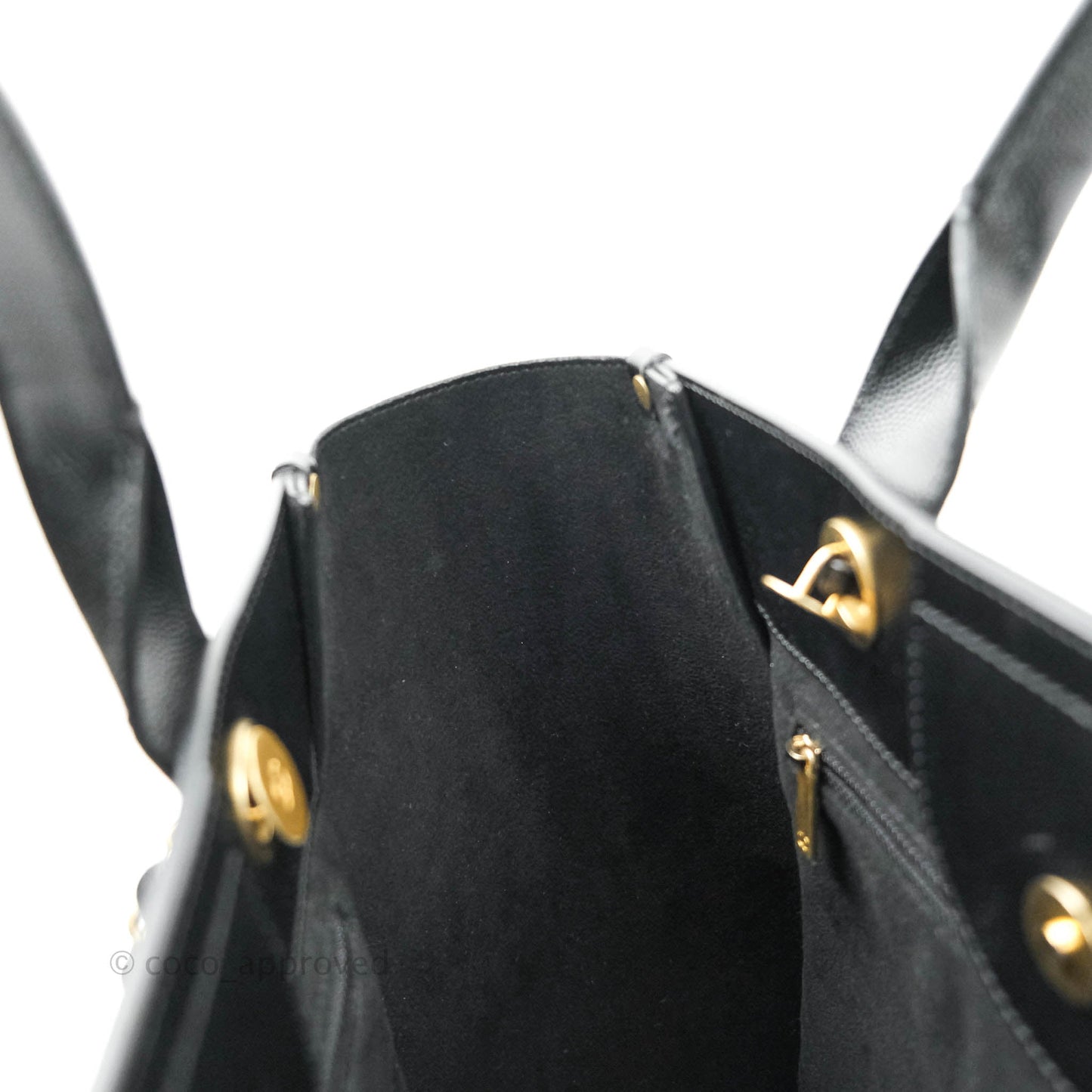 Chanel Studded Black Caviar Deauville Small Shopping Bag