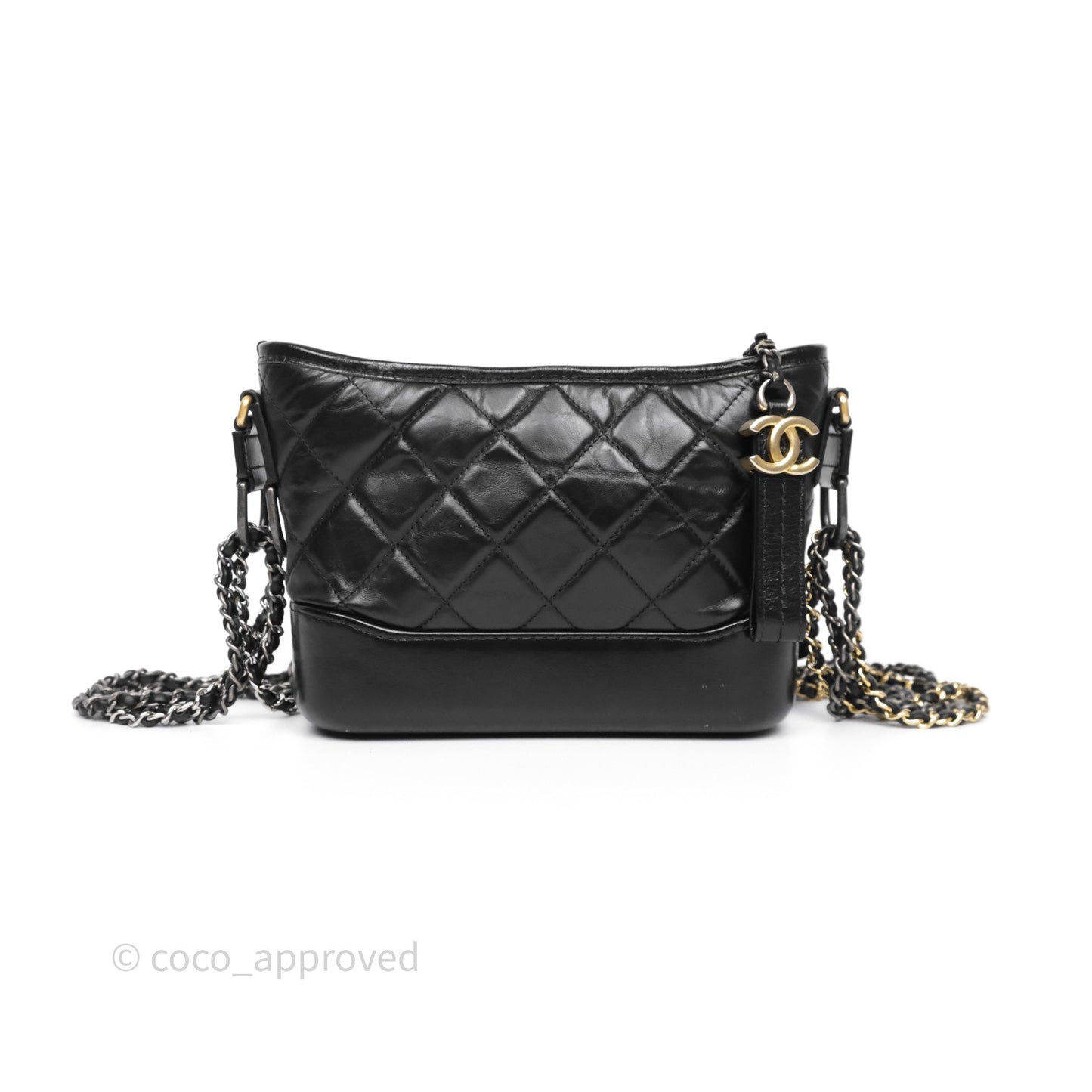 Chanel Small Gabrielle Hobo Quilted Black Aged Calfskin