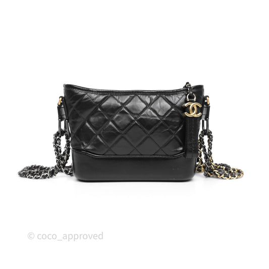 Chanel Small Gabrielle Hobo Quilted Black Aged Calfskin
