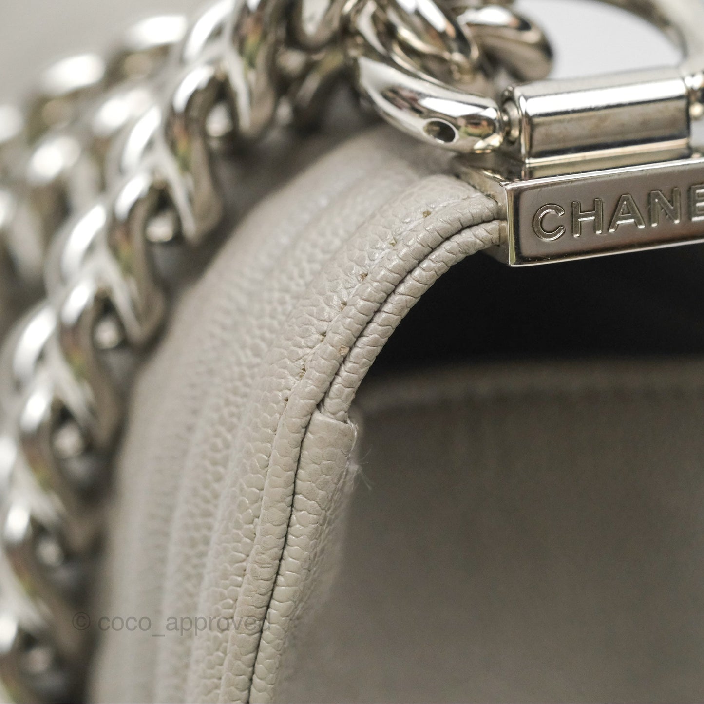 Chanel Small Boy Grey Caviar Silver Hardware