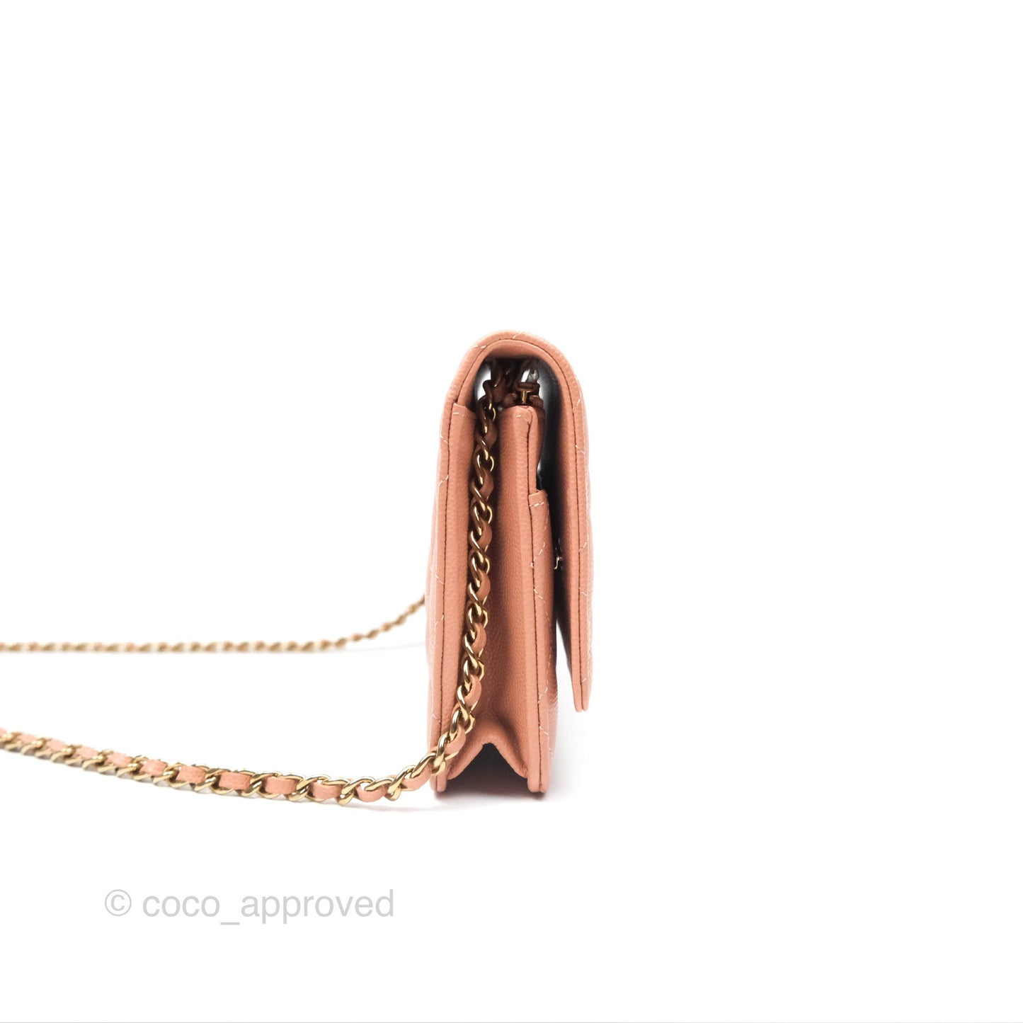 Chanel Quilted Wallet On Chain WOC Rosy Beige Caviar Gold Hardware