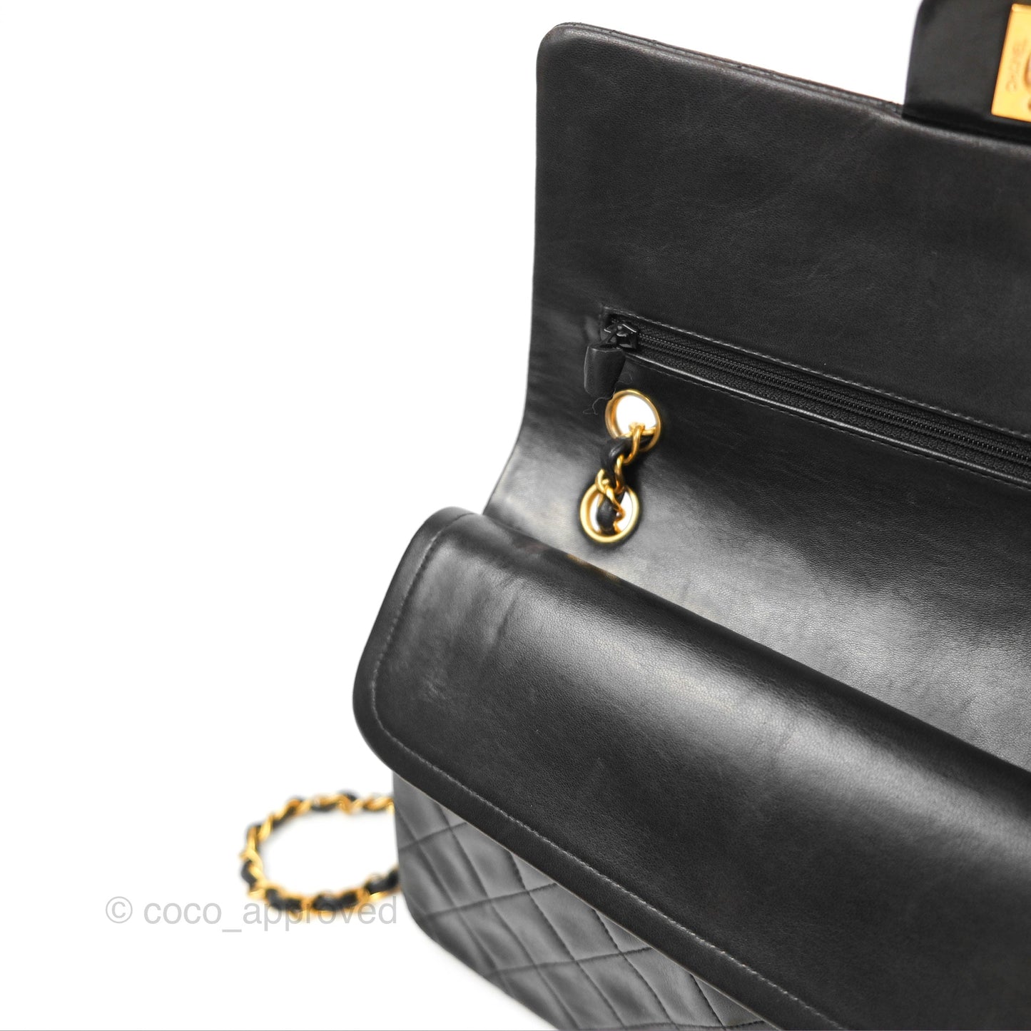Chanel Classic Vintage Medium Flap Black Lambskin 24K Gold Hardware