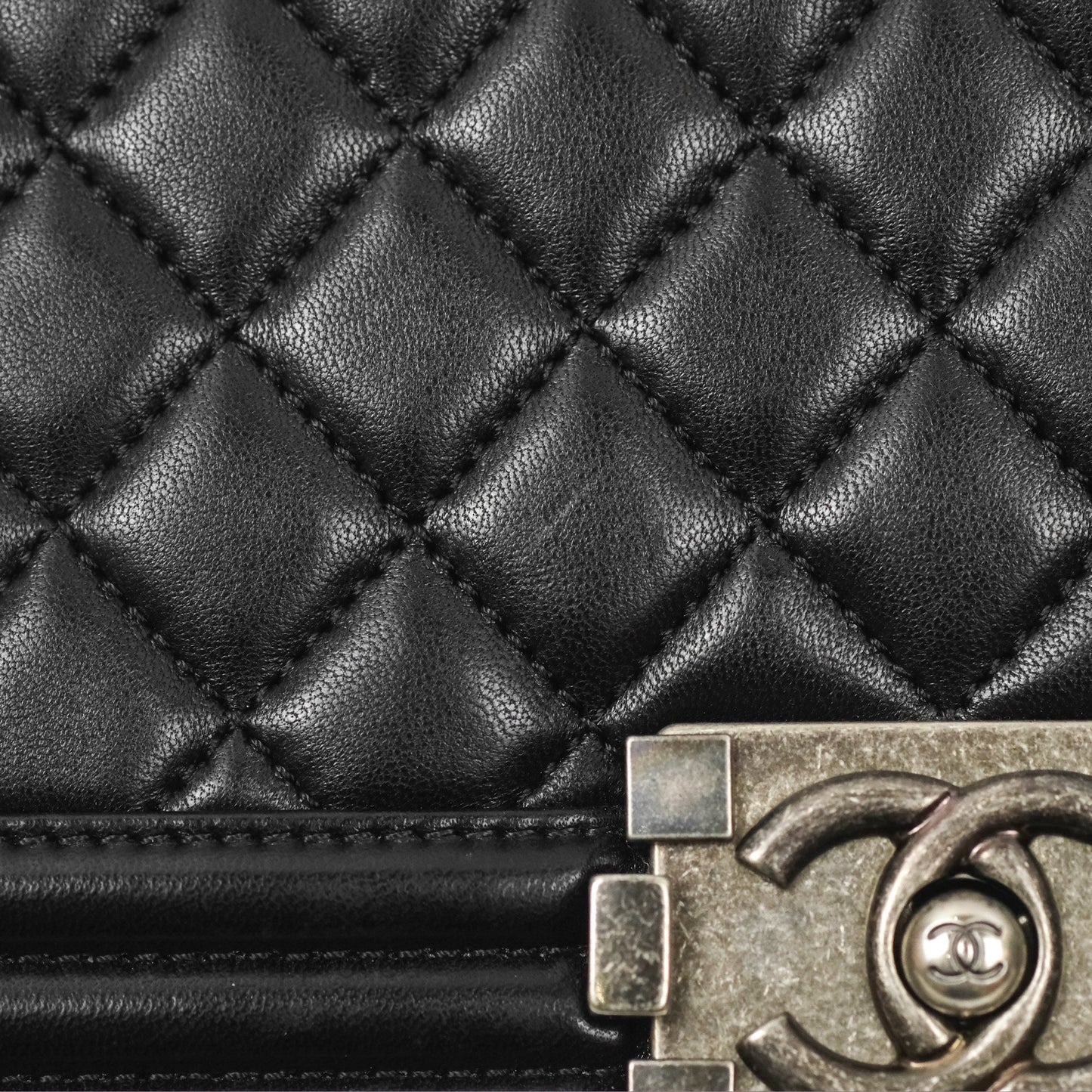 Chanel Quilted Medium Boy Black Lambskin Ruthenium Hardware