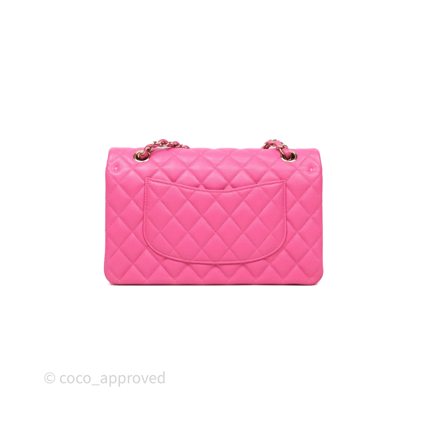 Chanel Classic M/L Medium Flap Quilted Hot Pink Caviar Gold Hardware