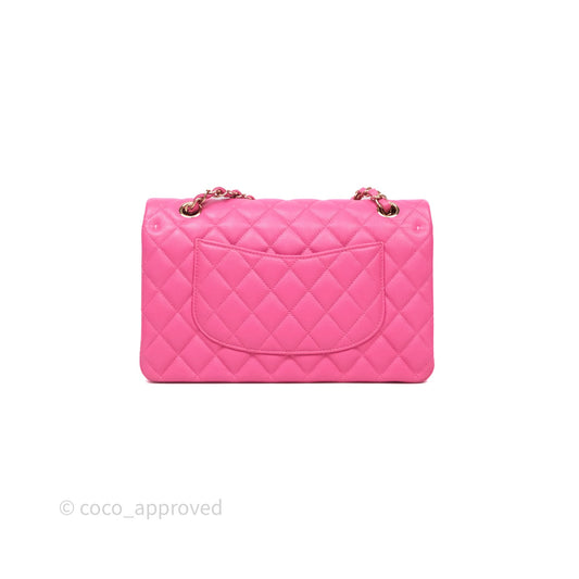 Chanel Classic M/L Medium Flap Quilted Hot Pink Caviar Gold Hardware