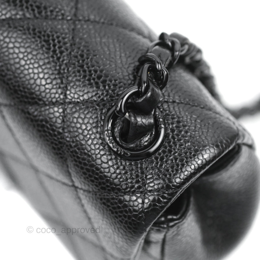 Chanel Quilted Mini Square Flap Bag So Black Caviar Incognito