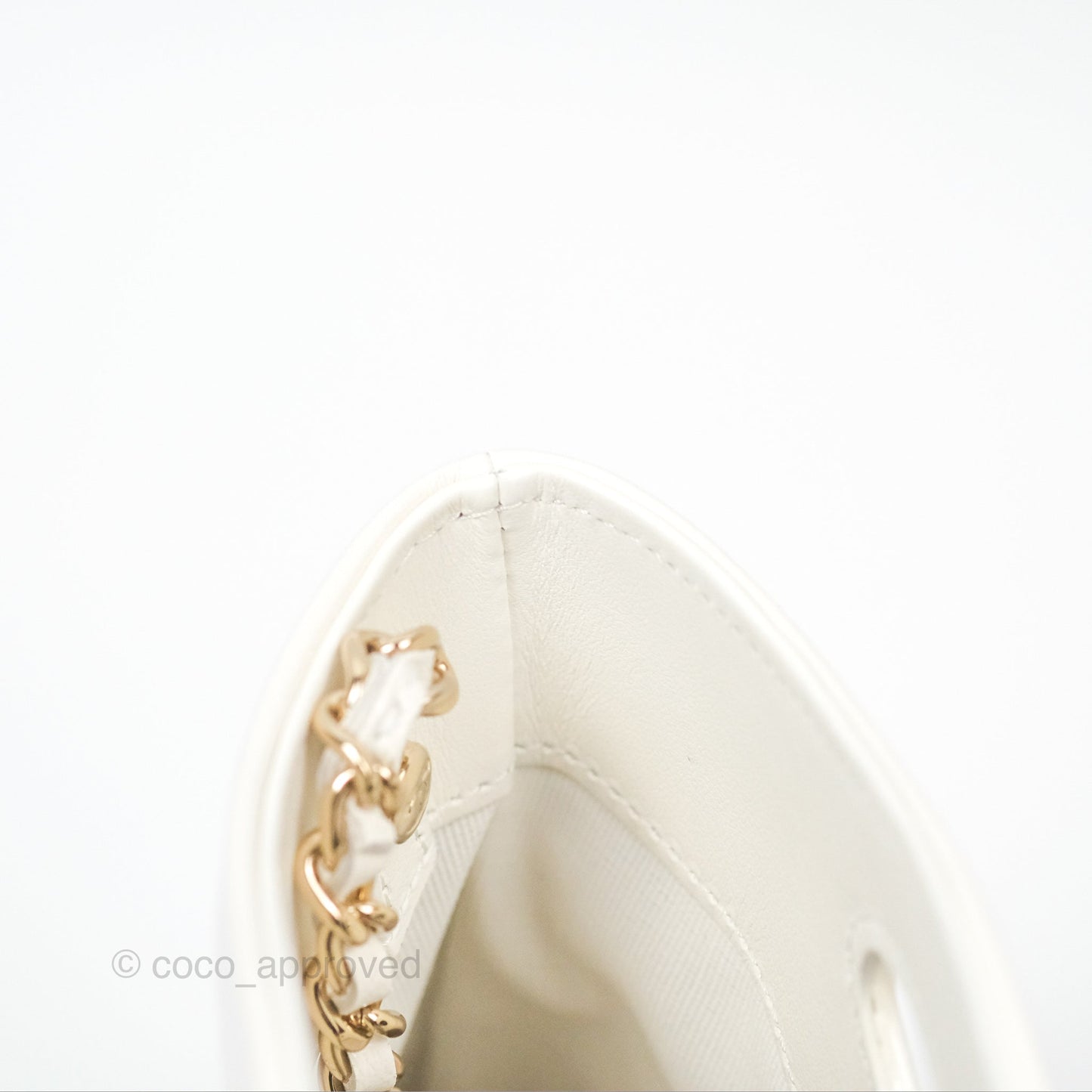 Chanel Nano 31 White Shiny Calfskin Gold Hardware