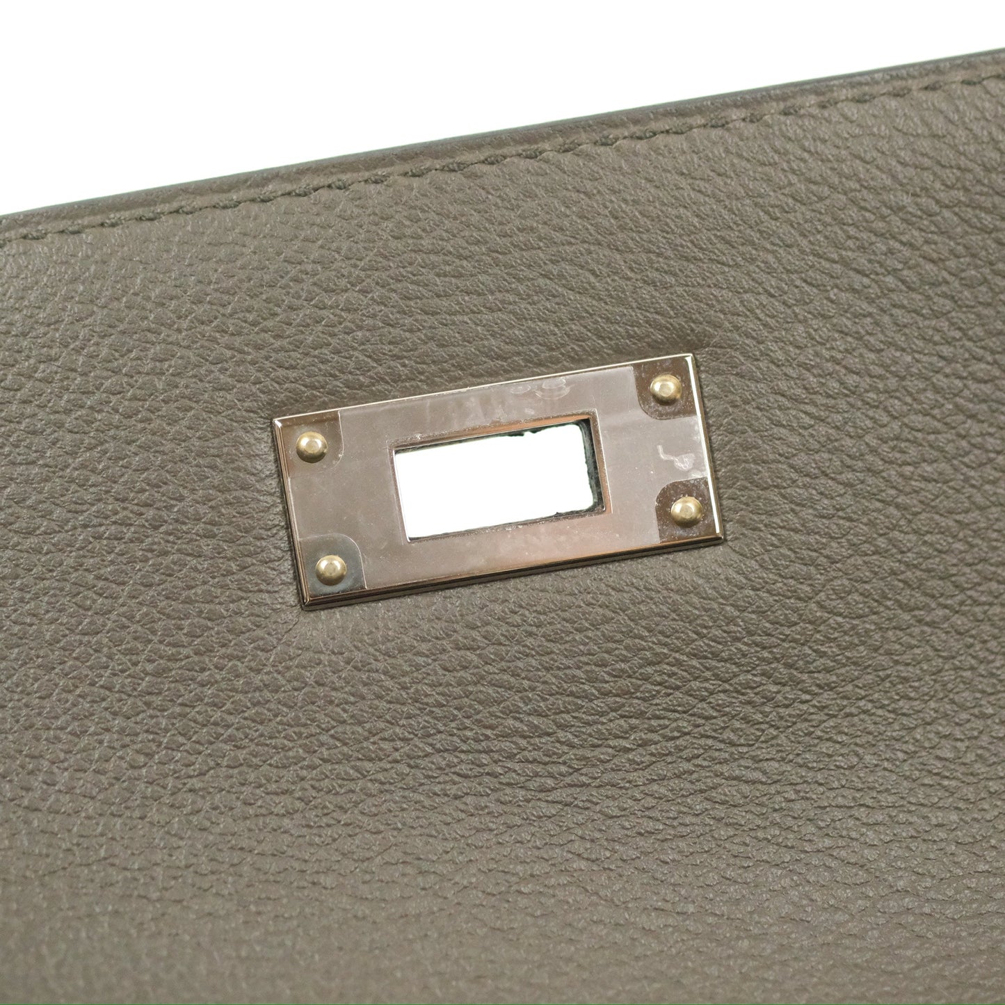 Hermès Kelly Depeches 25 Pouch Vert-De-Gris / Noir / Fauve Evercolor Evergrain & Barenia Calfskin