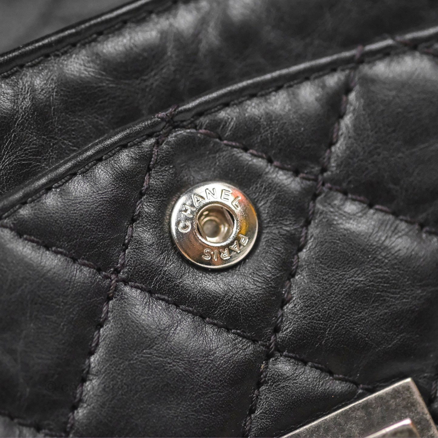 Chanel Mini Reissue 224 Black Aged Calfskin Ruthenium Hardware