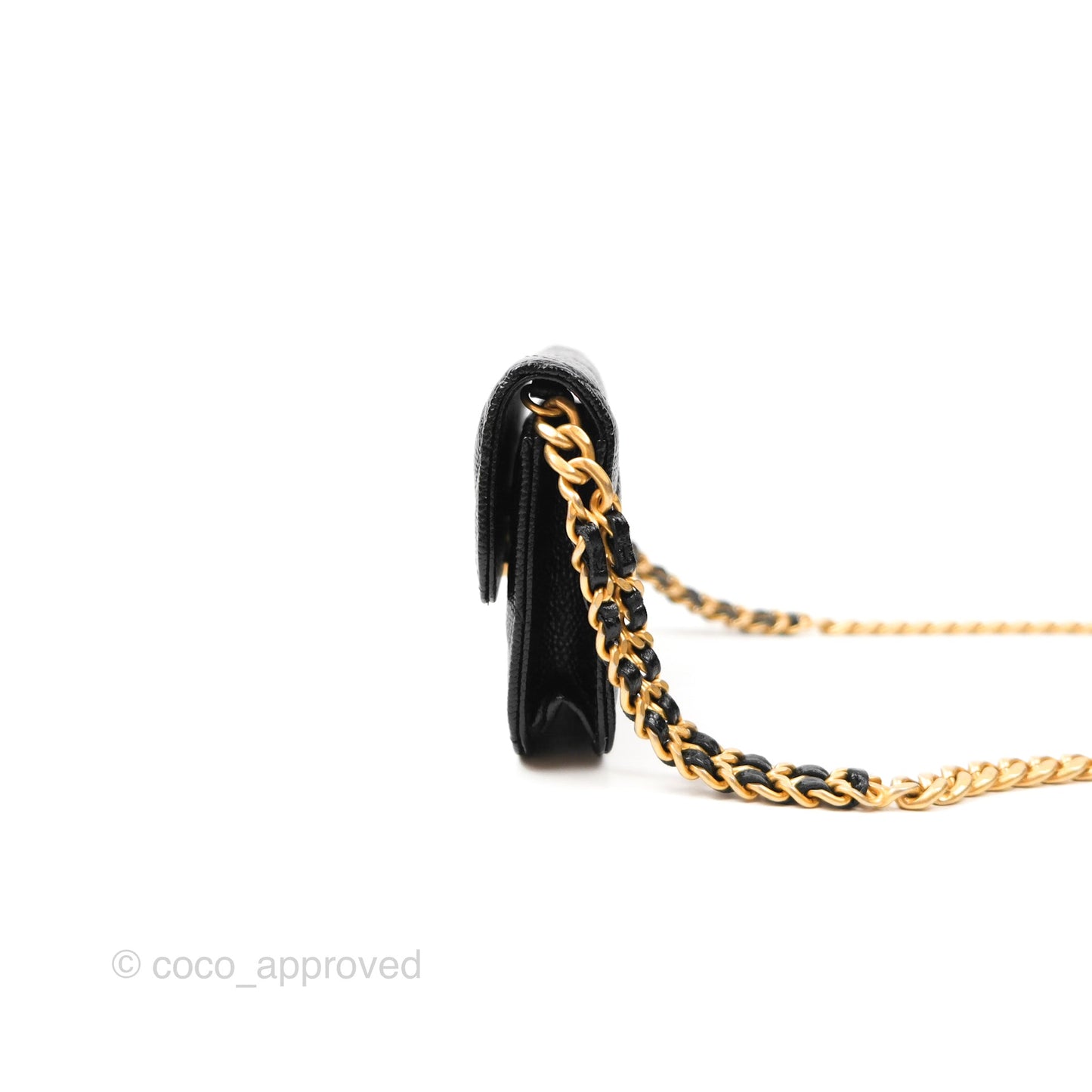 Chanel Clutch With Chain Black Shiny Caviar Aged Gold Hardware