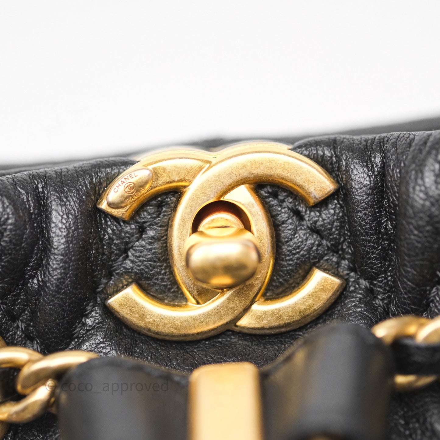 Chanel Mini Backpack Black Crumpled Calfskin Aged Gold Hardware 23A