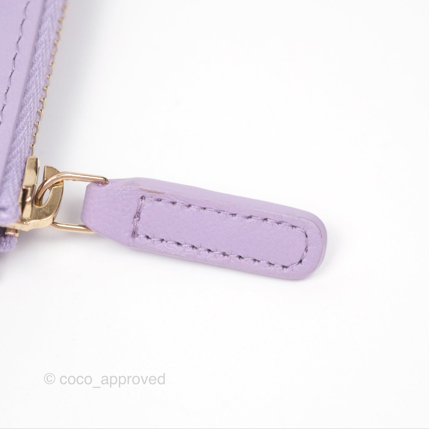 Chanel Pearl CC Zipped Card Holder Lilac Lambskin Gold Hardware 24P