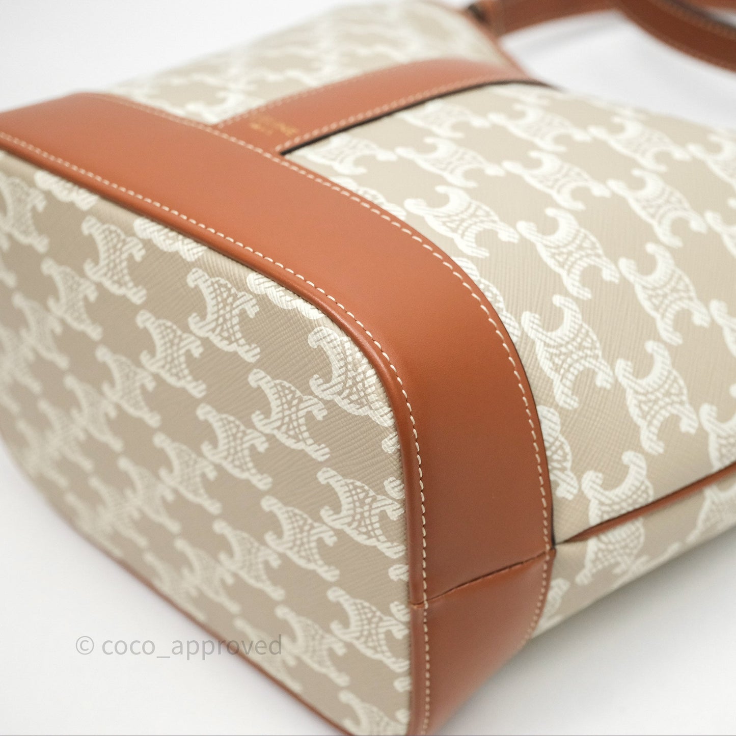 Celine Small Bucket Triomphe Canvas Grege Calfskin