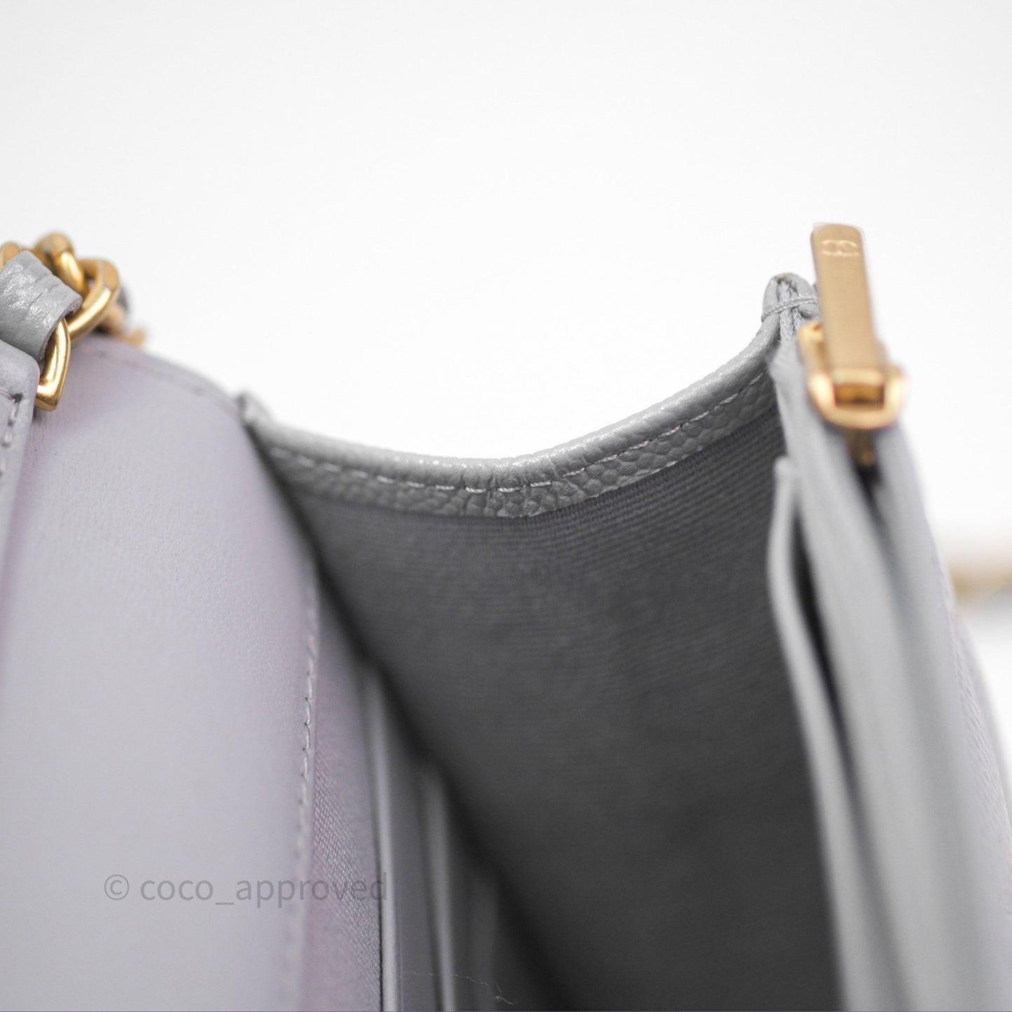 Chanel Wallet On Chain WOC Adjustable CC Chain Grey Caviar Aged Gold Hardware