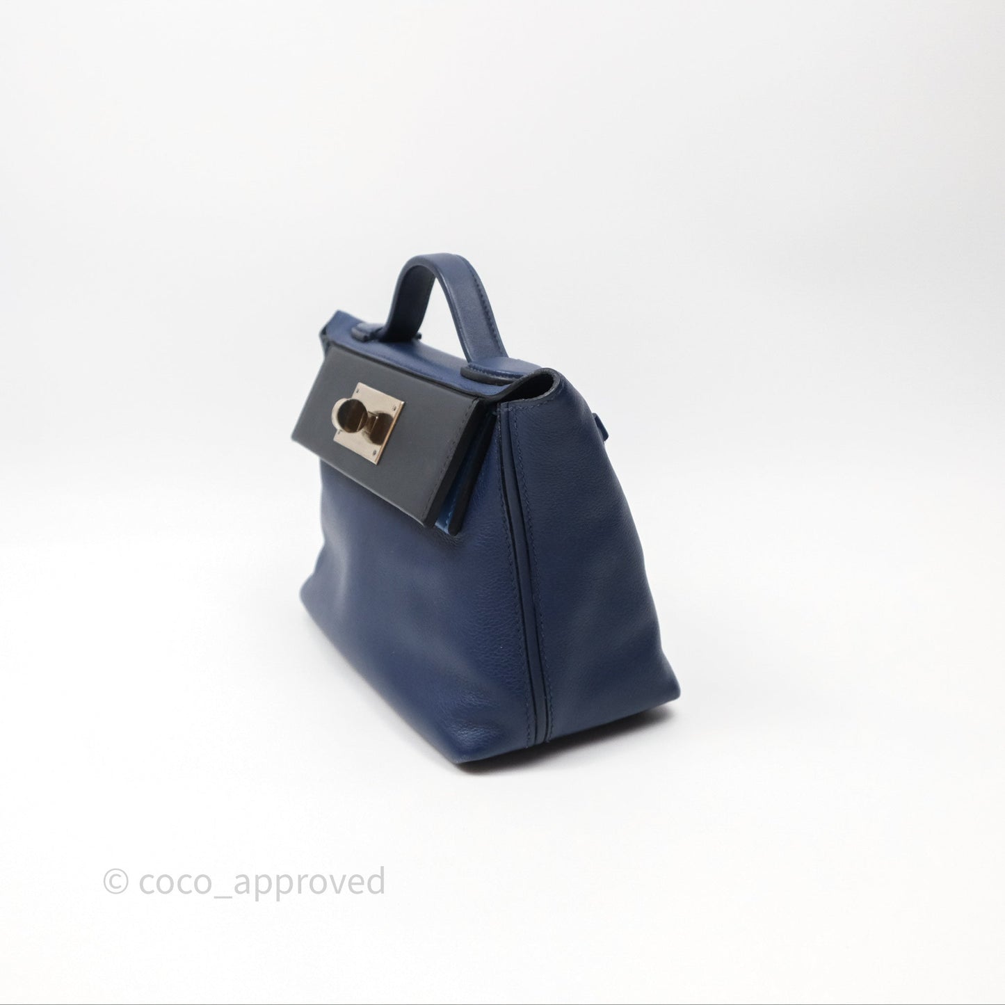 Hermès 24/24 21 Mini Bleu Saphir 73/ Bleu Indigo 76/ Bleu France 71 Evercolor/ Swift Palladium Hardware