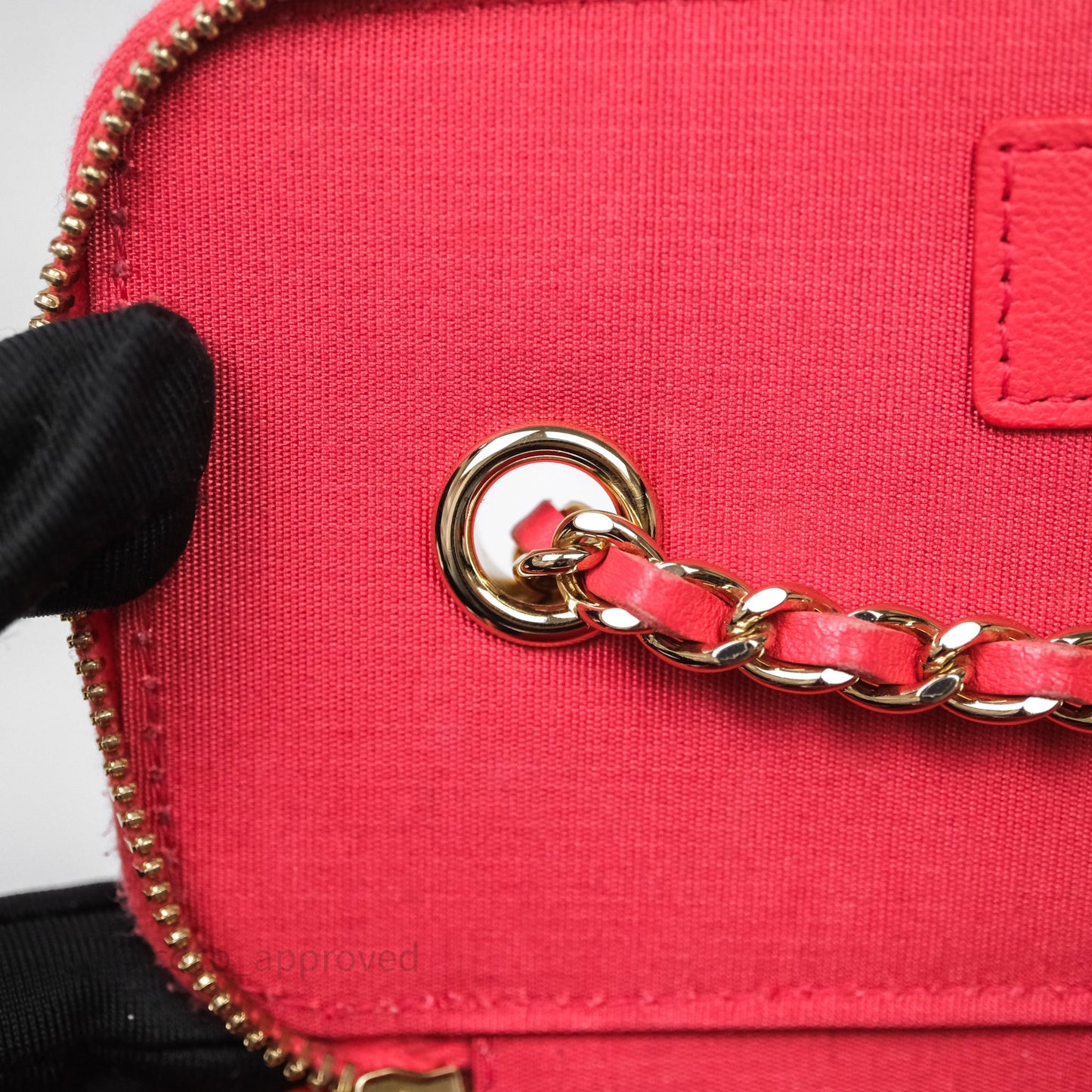 Chanel Vanity With Chain Striped Raffia Orange Gold Hardware