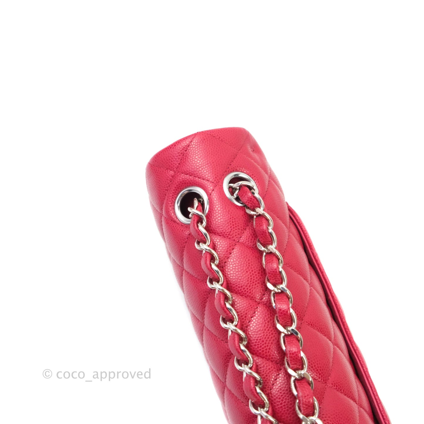 Chanel Classic M/L Medium Double Flap Red Caviar Silver Hardware 18B