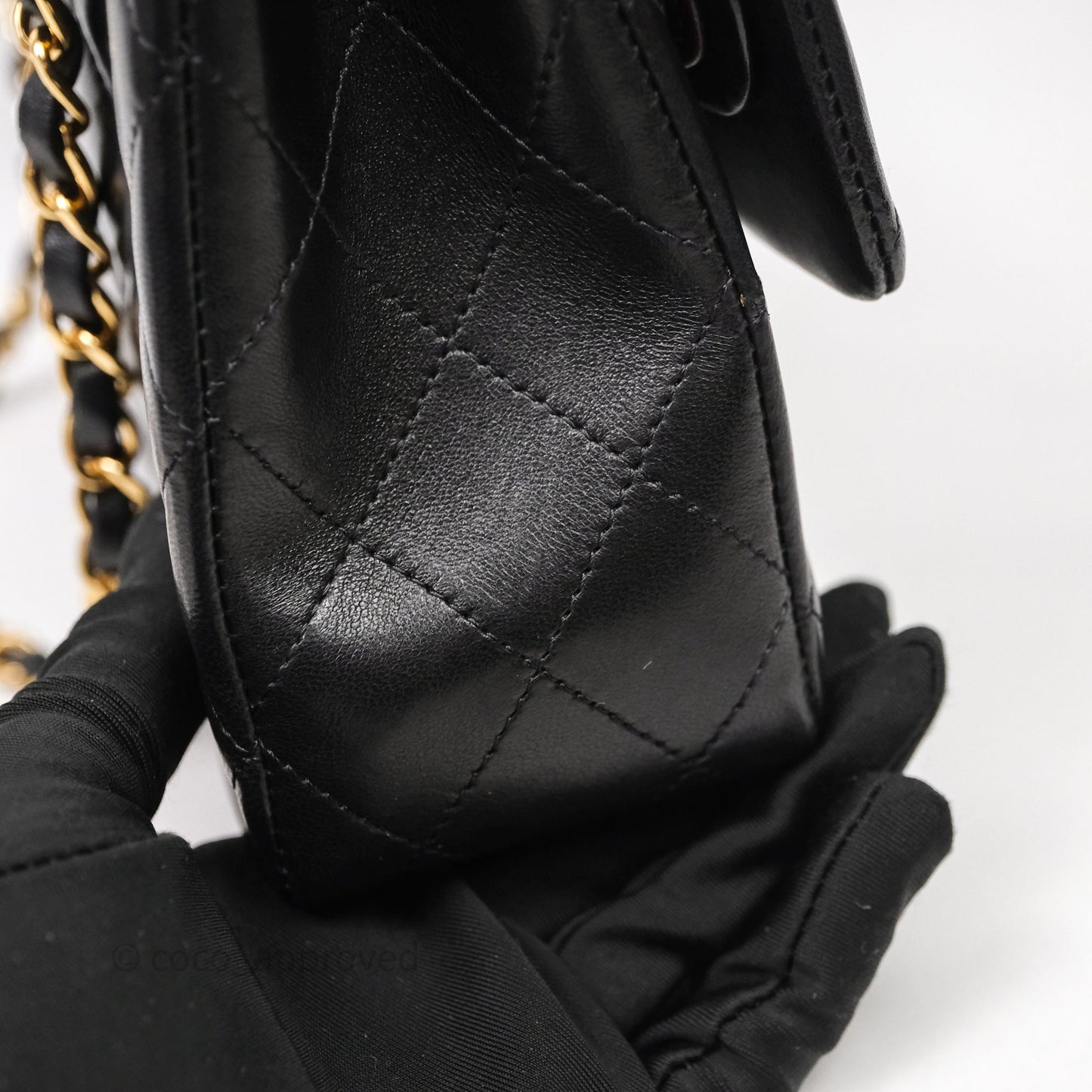 Chanel Classic M/L Medium Flap Quilted Black Lambskin Gold Hardware