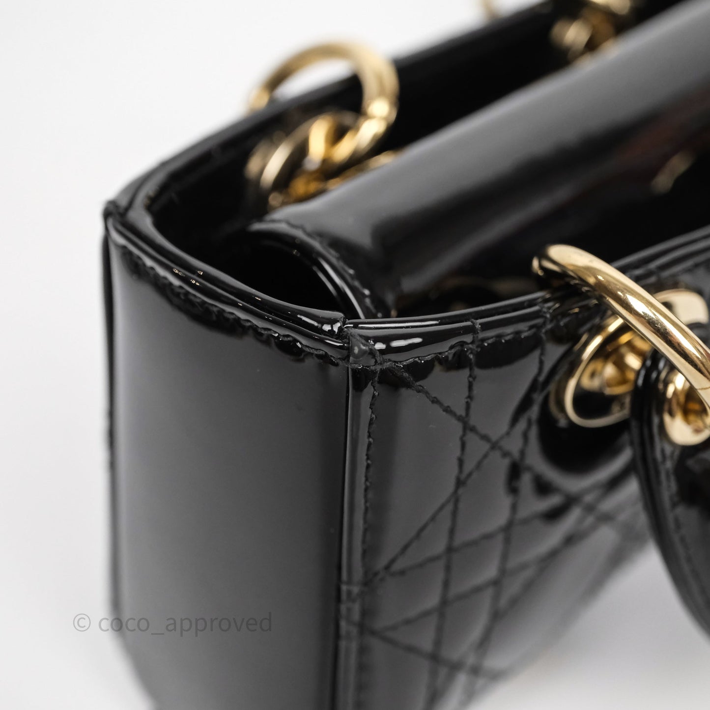 Christian Dior Micro Lady D-Joy Bag Black Patent Cannage Calfskin Gold Hardware