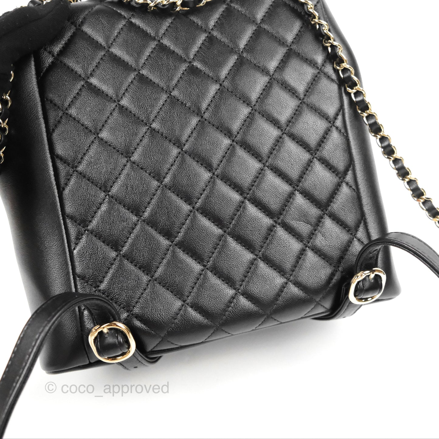 Chanel Duma Backpack Large Black Calfskin Gold Hardware 23P