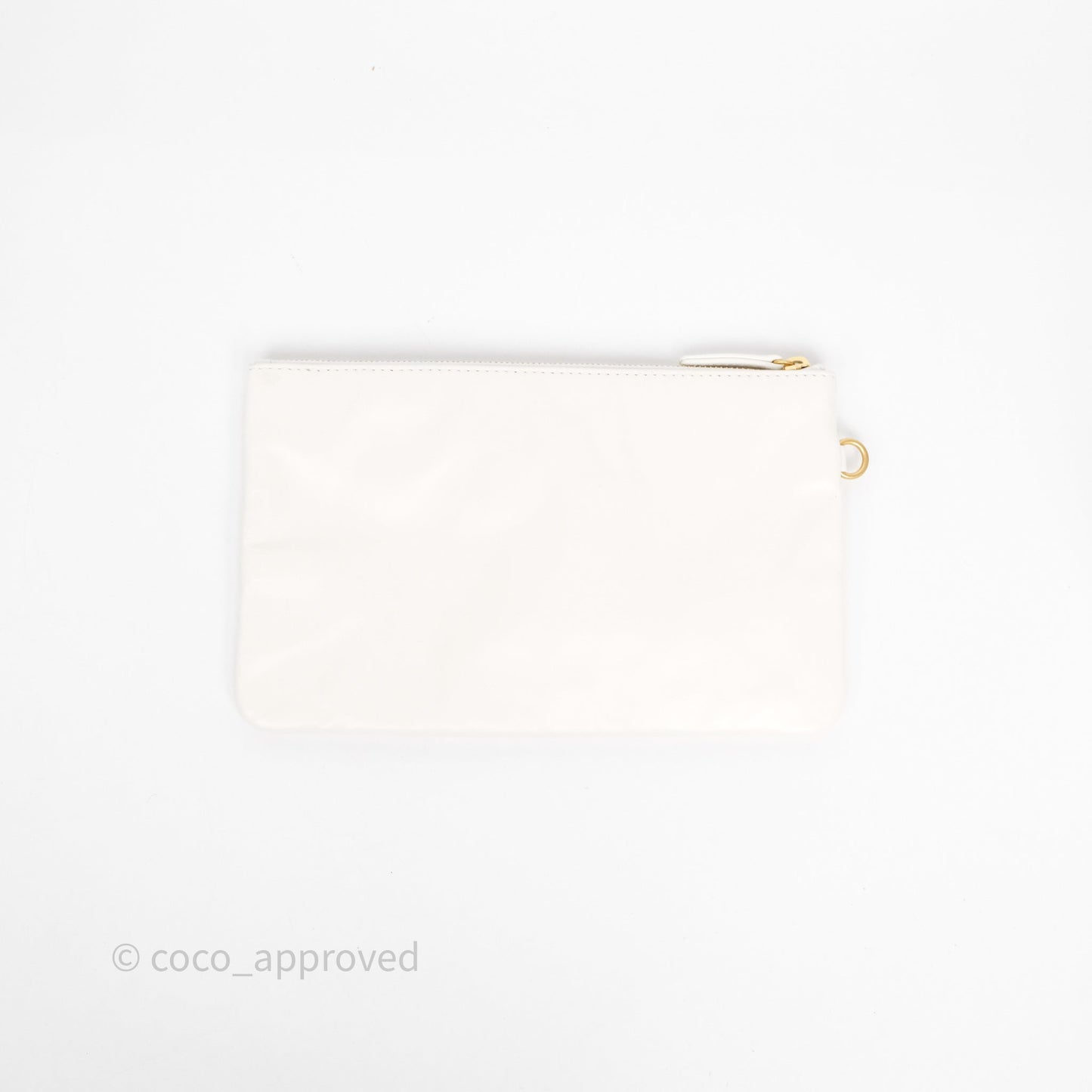 Chanel 22 Small White Shiny Crumpled Calfskin Aged Gold Hardware