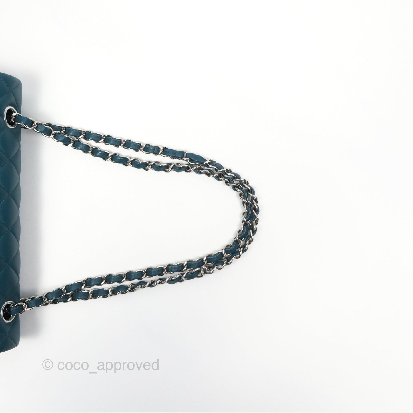 Chanel Classic M/L Medium Flap Quilted Teal Lambskin Silver Hardware