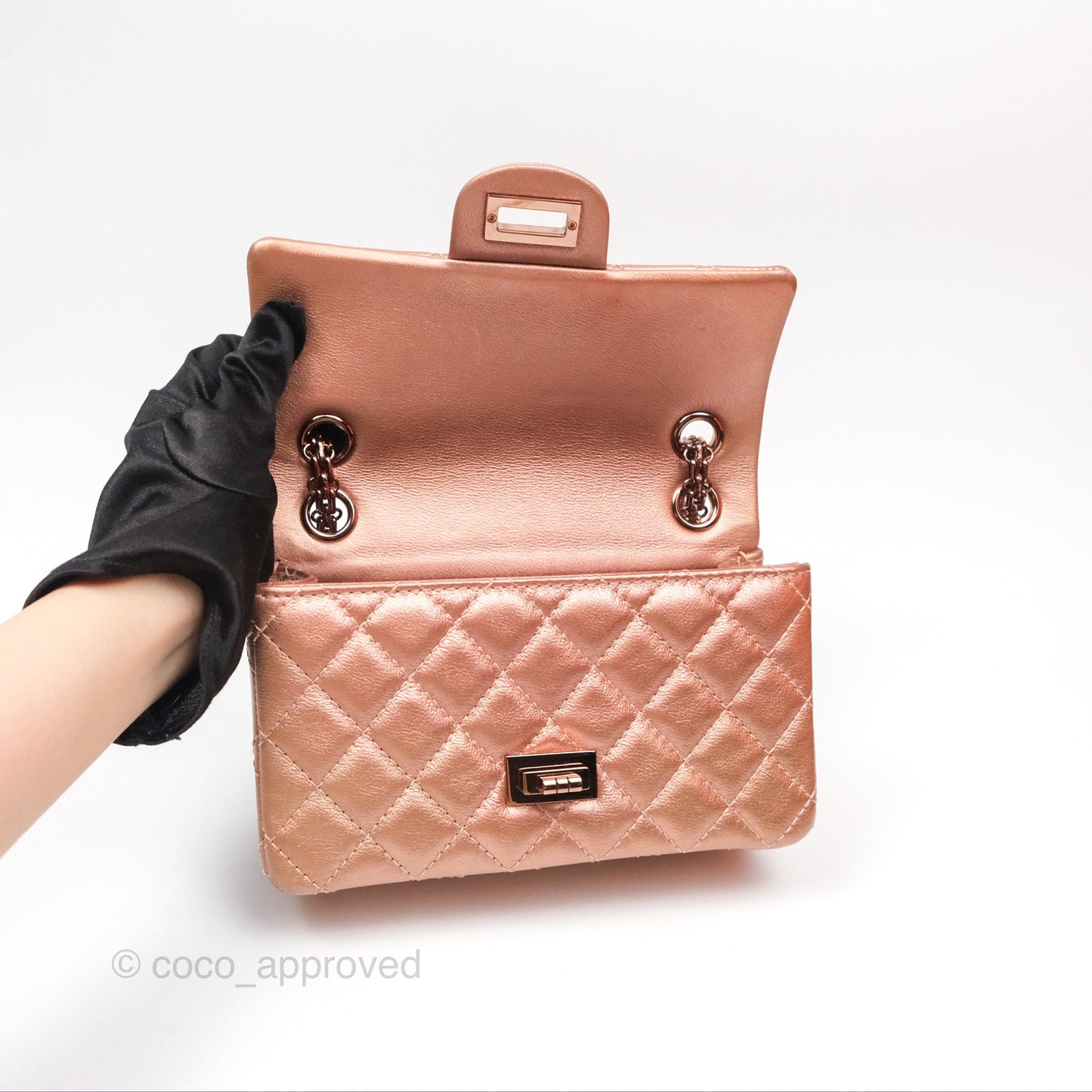 Chanel Mini Reissue 224 Copper Metallic Calfskin Rose Gold