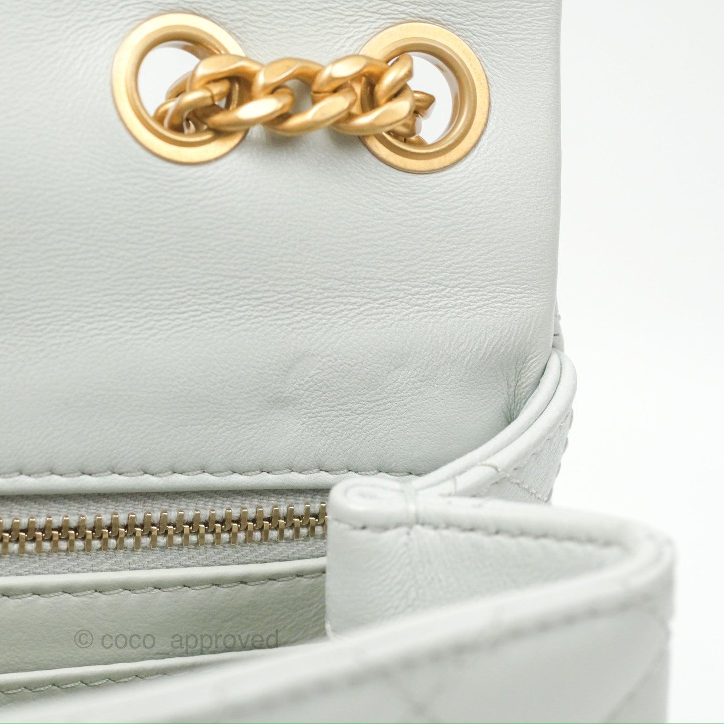 Chanel Quilted Mini Square Flap with Camellia Adjustable Chain Blue Clair Lambskin 23S