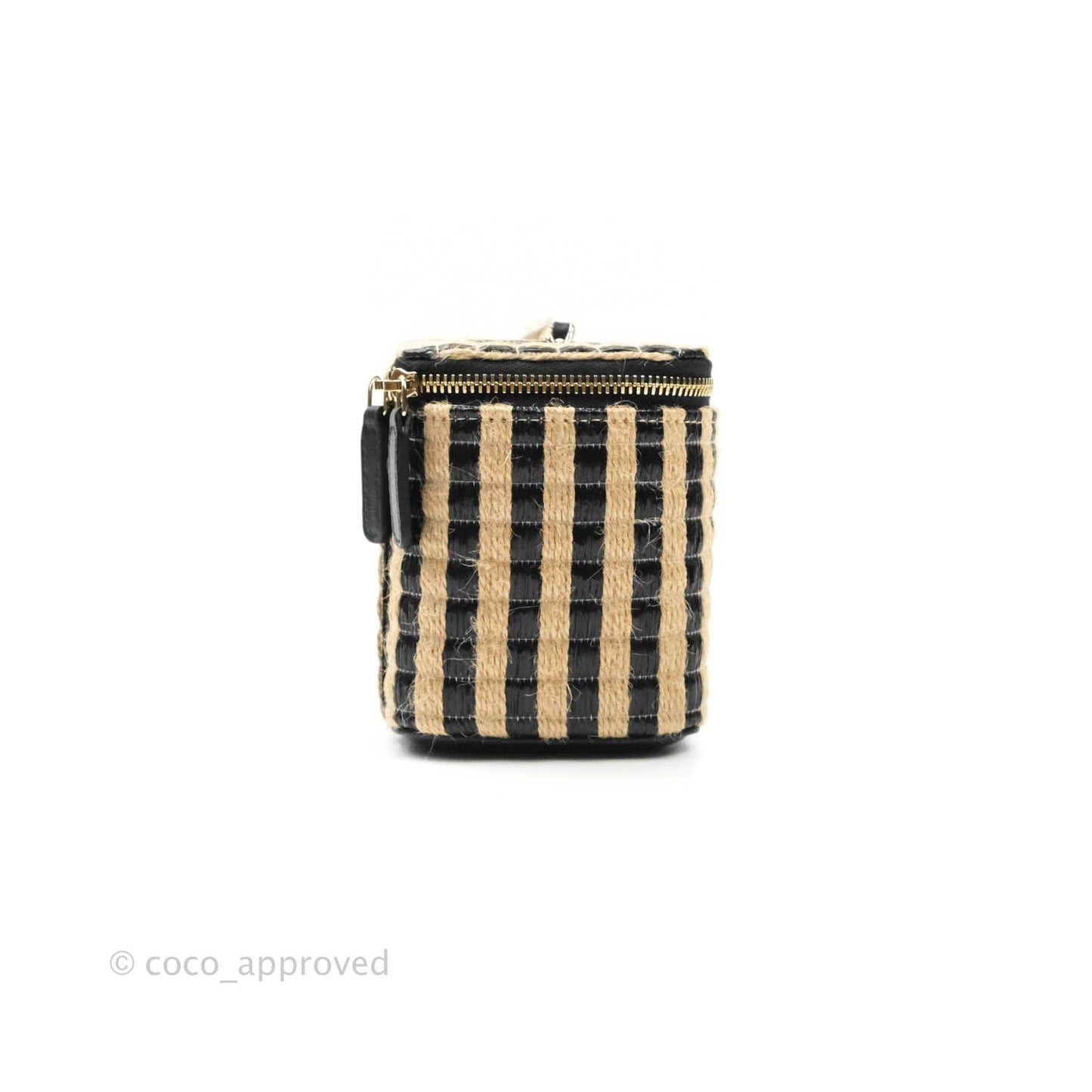 Chanel Vanity with Chain Raffia Jute Thread Black & Beige Gold Hardware