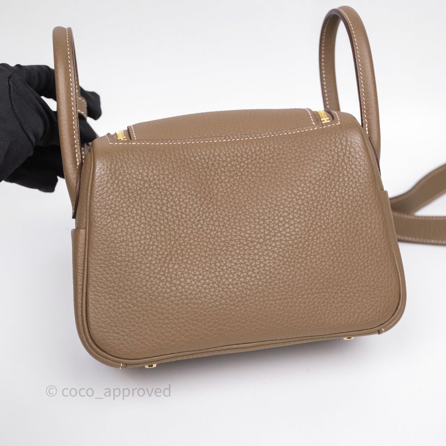 Hermès Mini Lindy 20 Etoupe 18 Clemence Gold Hardware