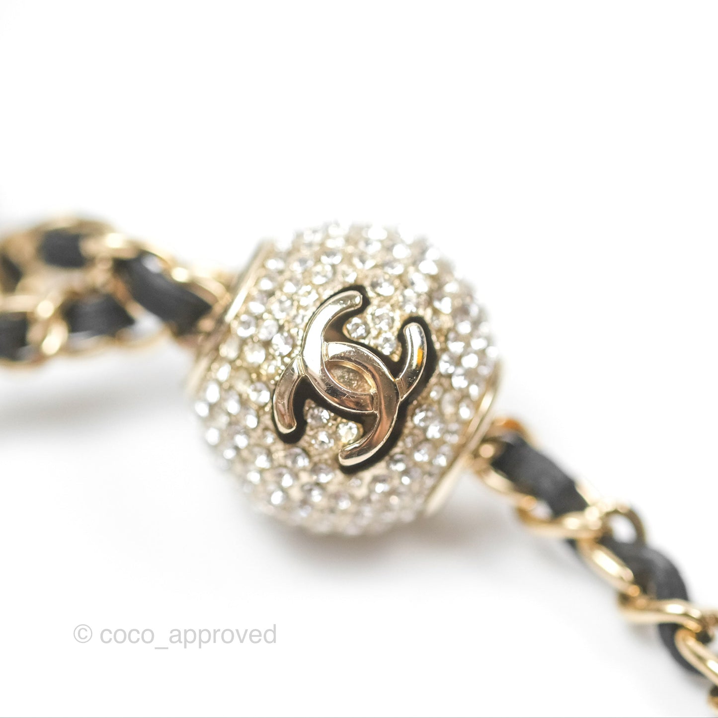 Chanel Crystals Pearl Crush Mini Belt Bag with Chain Black Velvet Gold Hardware