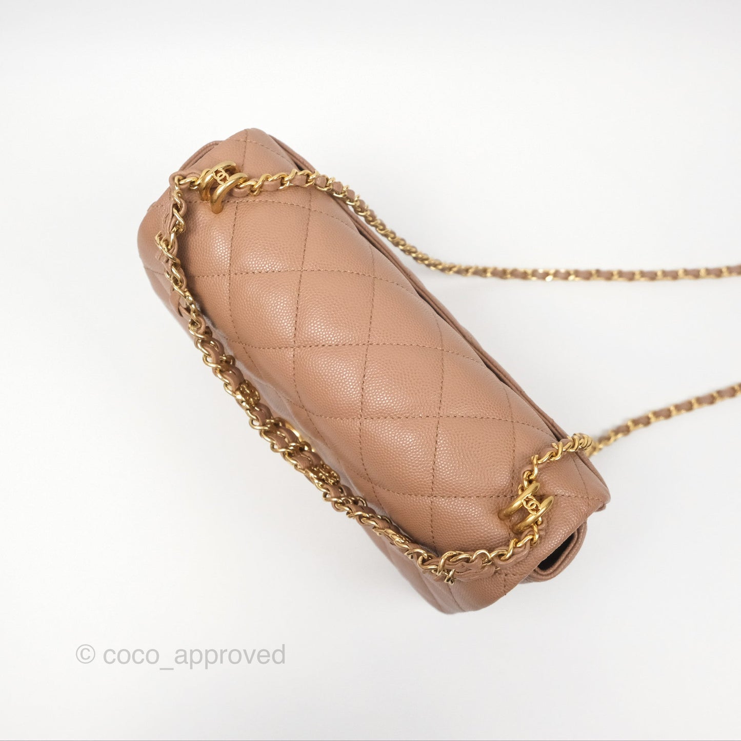 Chanel Coco First Dark Beige Flap Bag Caviar Gold Hardware 22K