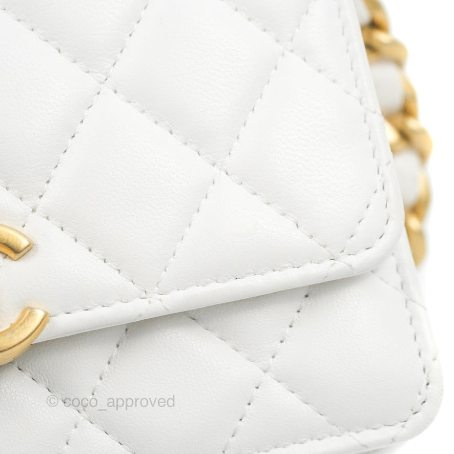 Chanel Mini Resin Chain Wallet on Chain WOC White Lambskin Gold Hardware