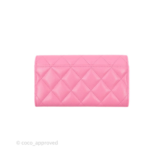 Chanel Quilted Flap Wallet Pink Caviar