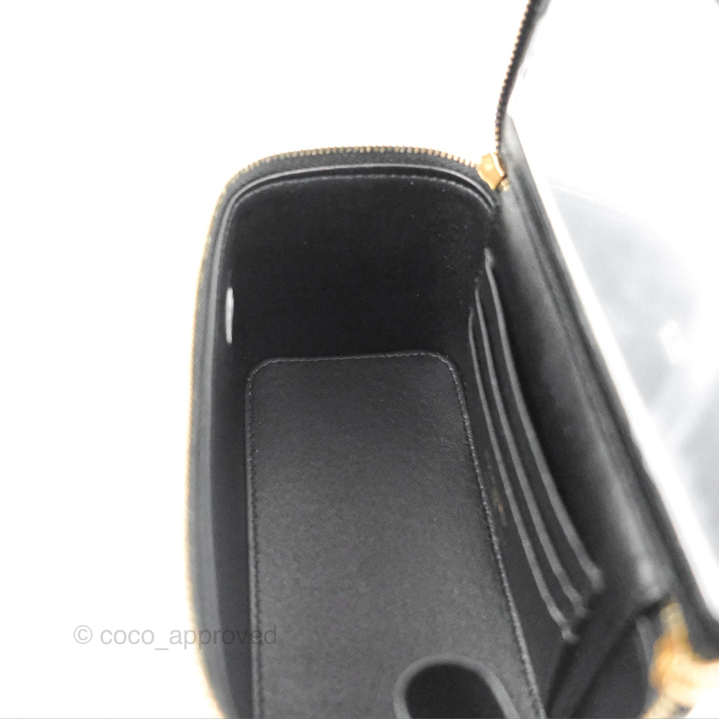 Chanel Metal Handle Vanity Rectangular Black Lambskin Gold Hardware 23A