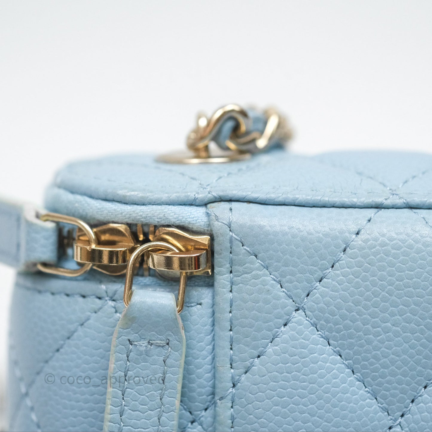 Chanel Classic Mini Vanity With Chain Light Blue Caviar Gold Hardware