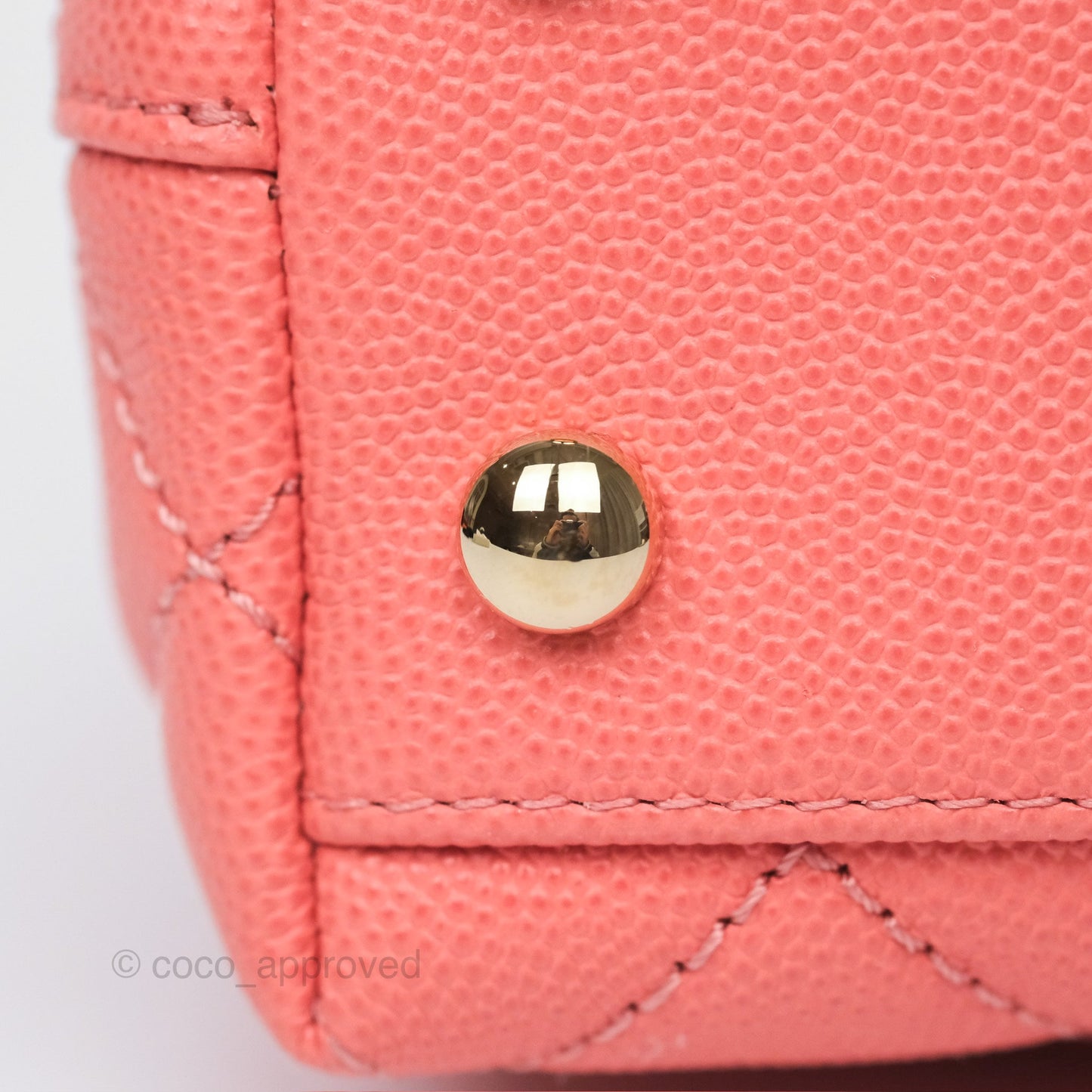 Chanel Mini Coco Handle Quilted Pink Caviar Gold Hardware