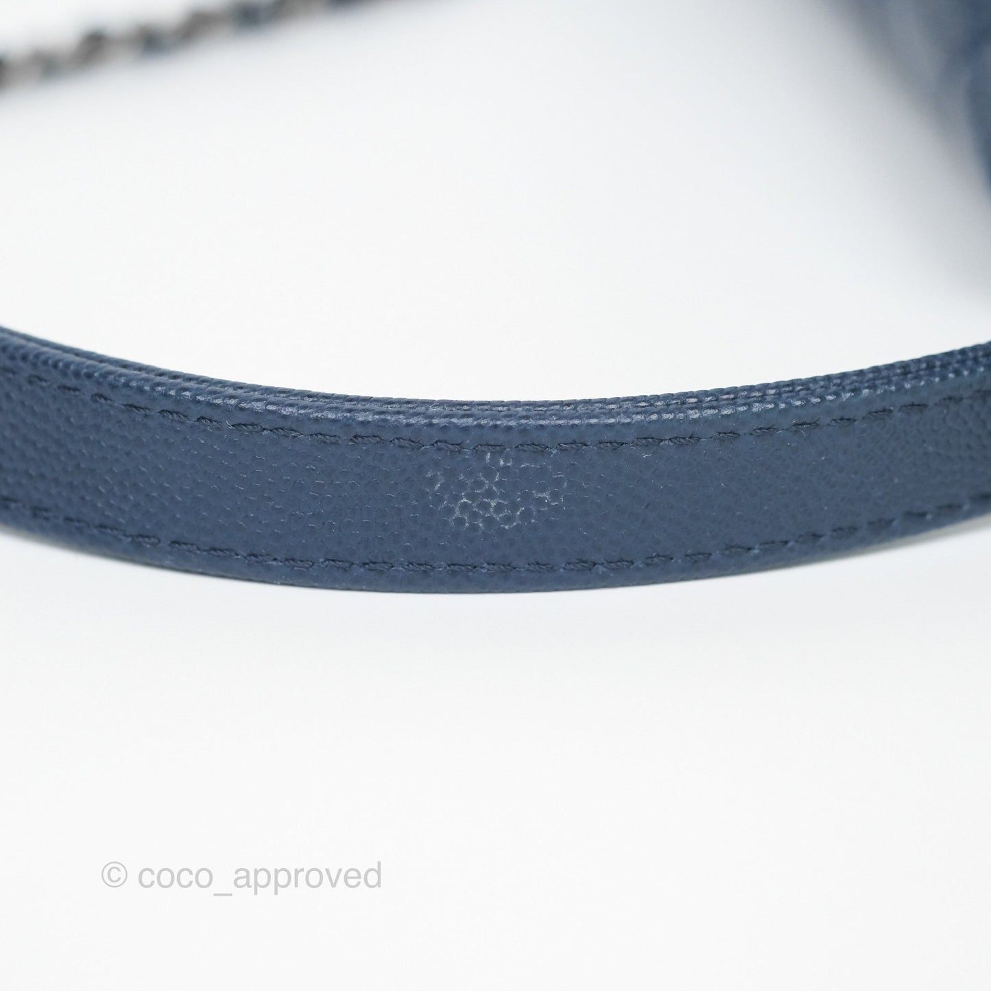 Chanel Small Coco Handle Navy Caviar Ruthenium Hardware Lizard Handle