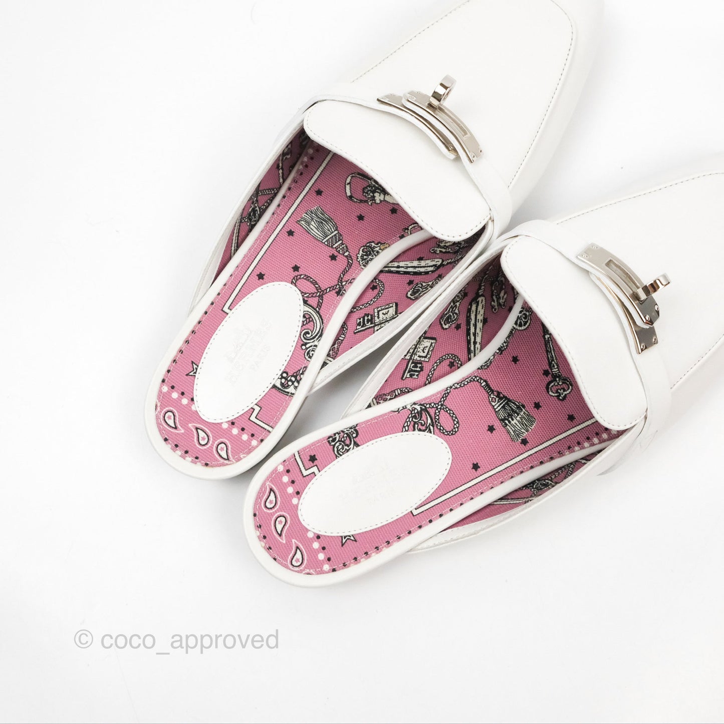 Hermès Oz Mules White Calfskin Silver Hardware Size 39