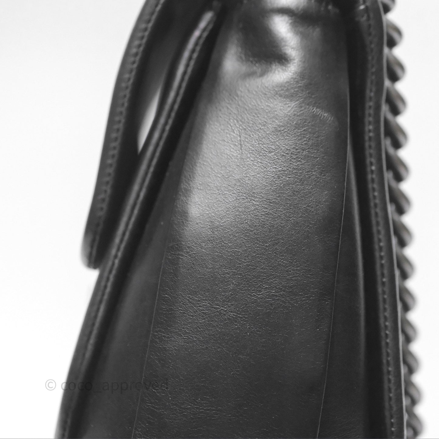 Chanel Quilted Large Prestige Top Handle Flap Calfskin Black Ruthenium Hardware