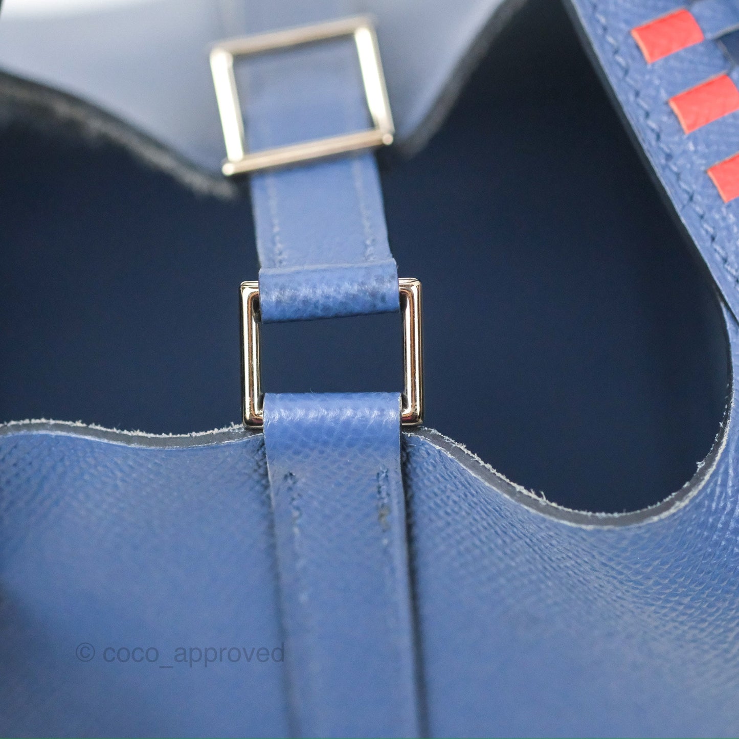 Hermès Tressage De Cuir Picotin Lock 18 Bleu Encre/Brique/Black Epsom Palladium Hardware