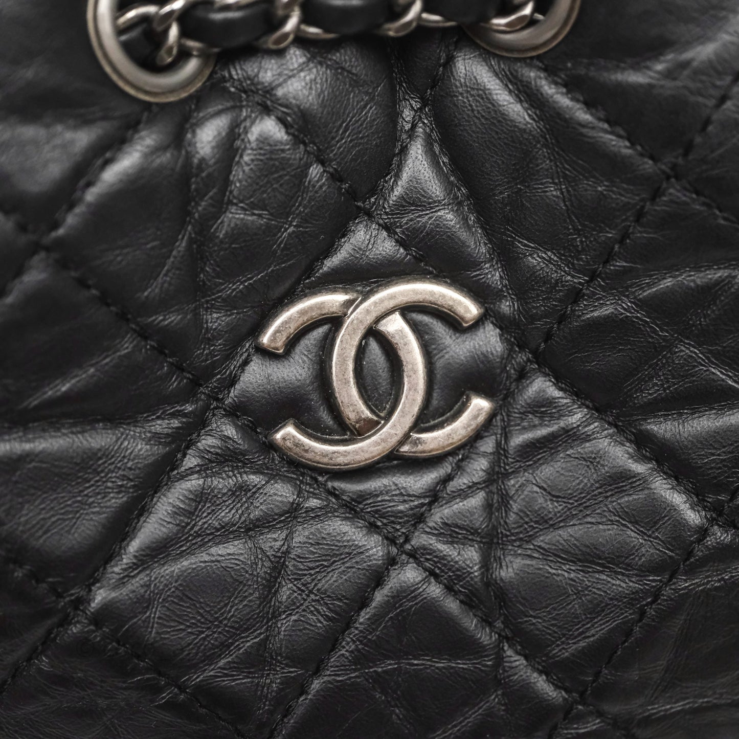 Chanel Small Gabrielle Backpack Quilted Black Aged Calfskin