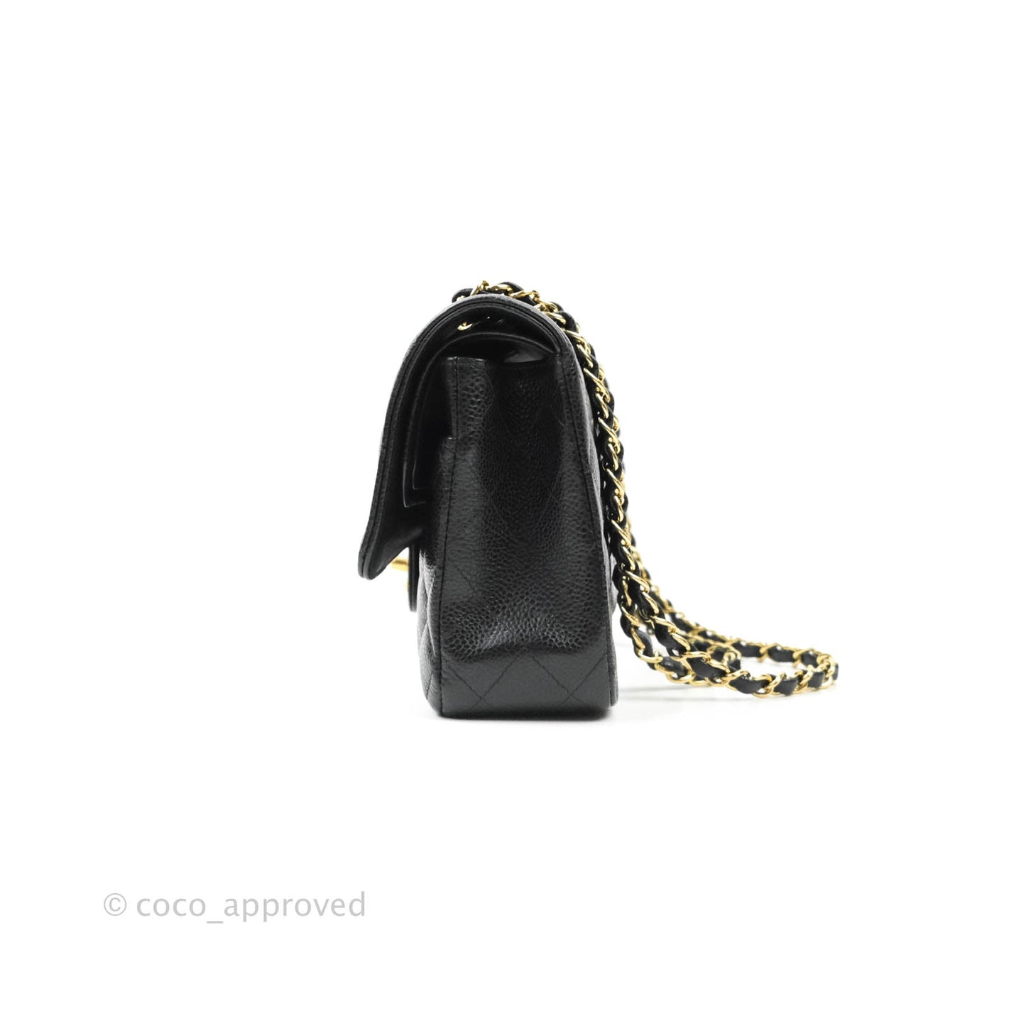 Chanel Quilted M/L Medium Double Flap Black Caviar Gold Hardware