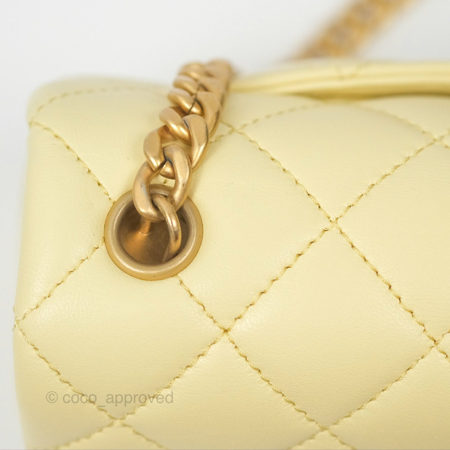 Chanel Mini Rectangular Flap with Camellia Adjustable Chain Yellow Lambskin Aged Gold Hardware 23S