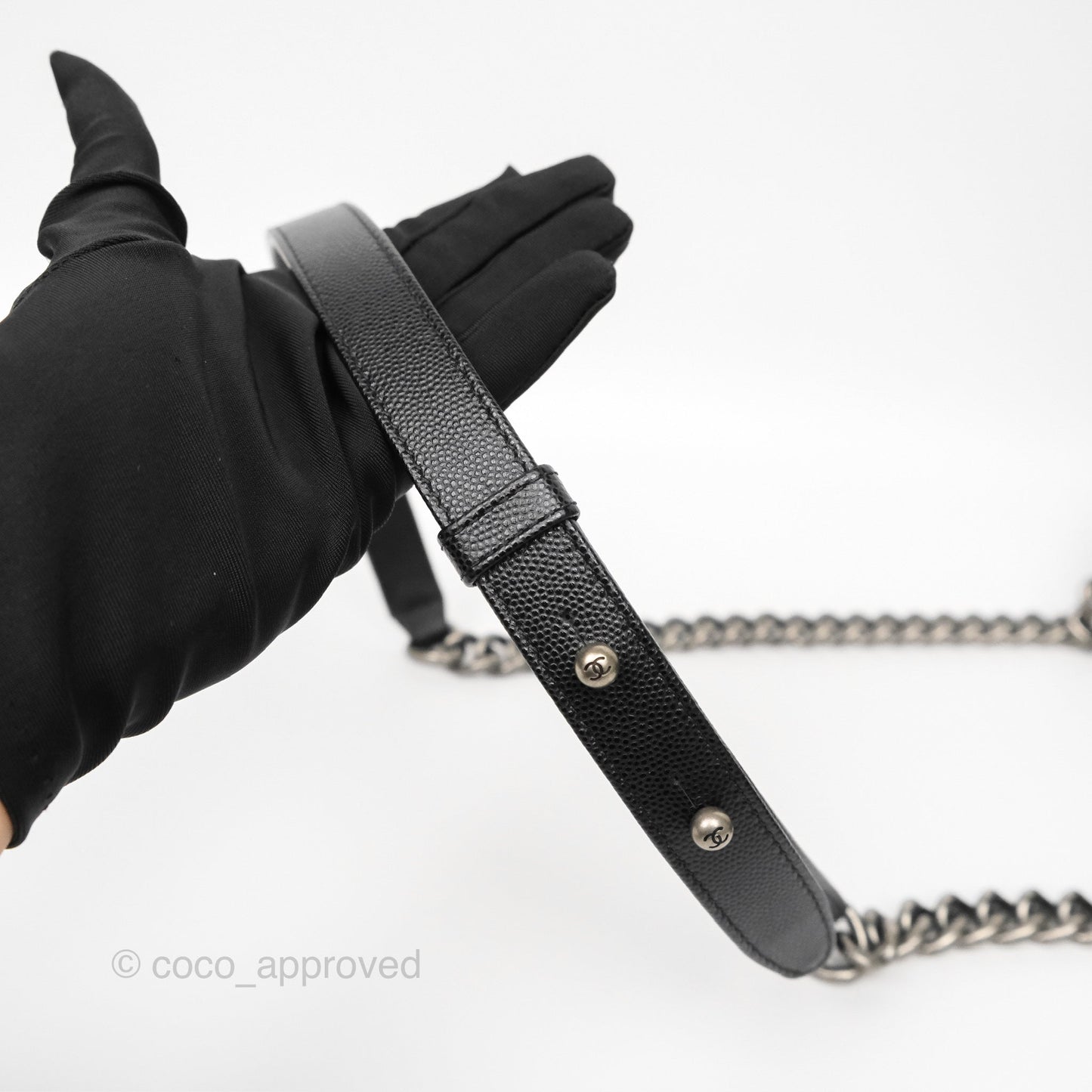 Chanel Medium Boy Quilted Black Caviar Ruthenium Hardware