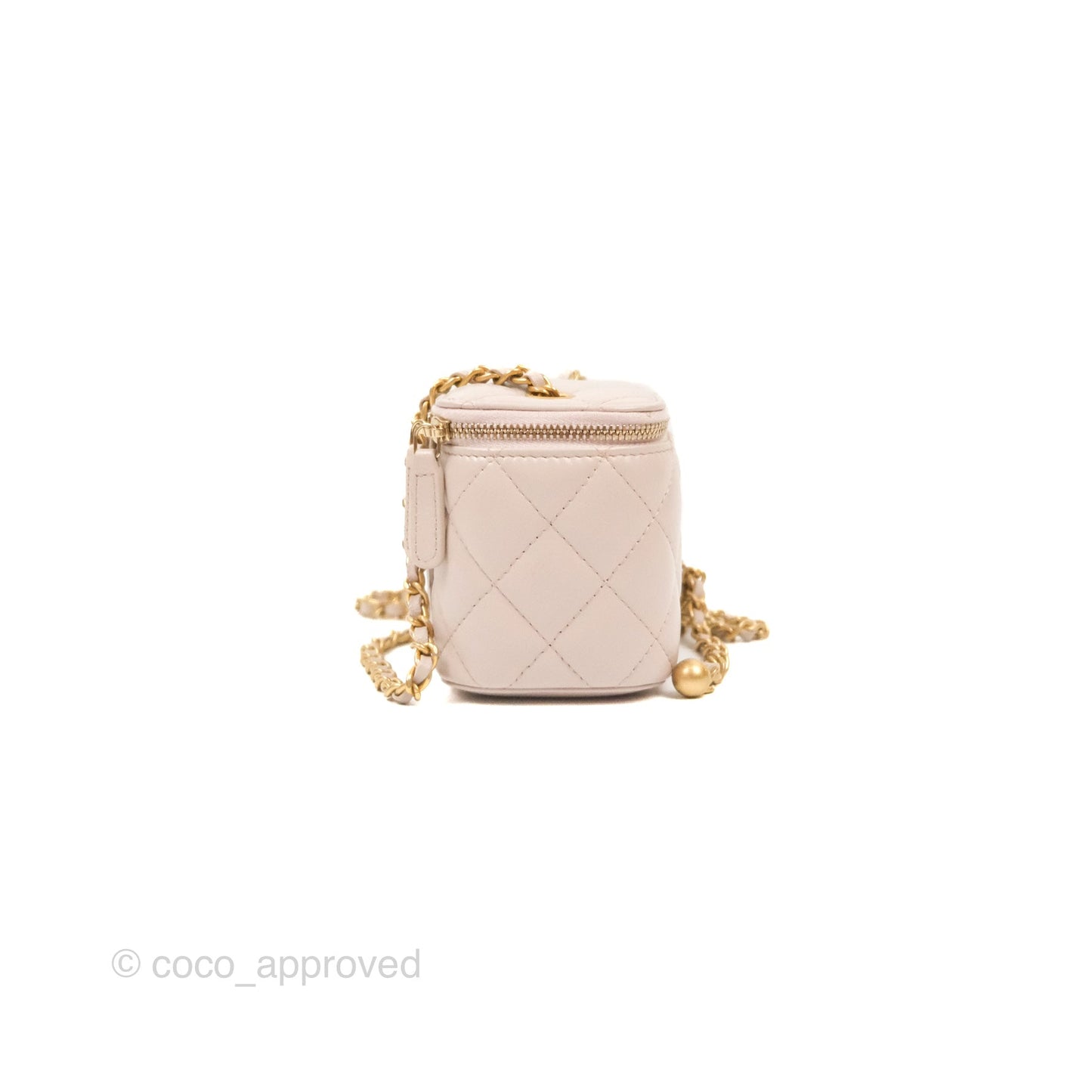 Chanel Classic Pearl Crush Mini Vanity With Chain Lilac Pink Lambskin Aged Gold Hardware