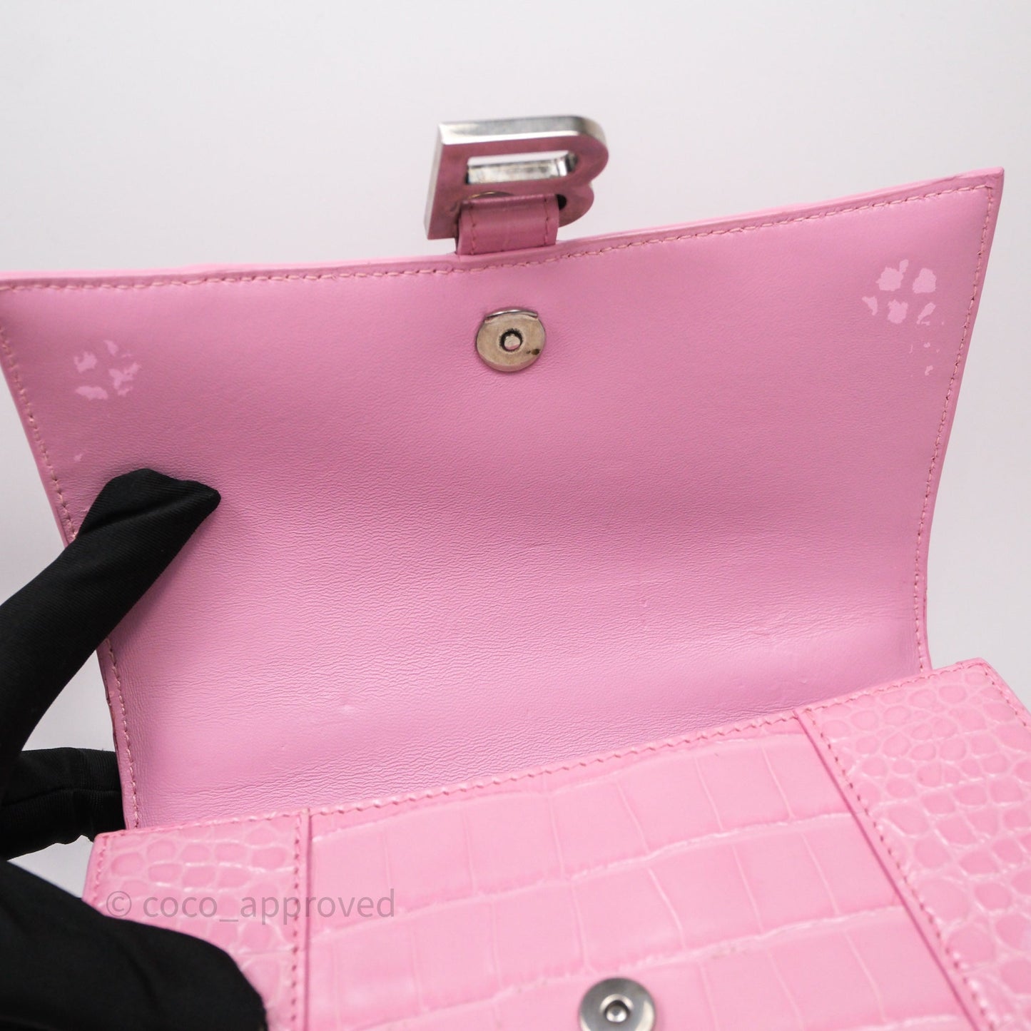 Balenciaga Small Hourglass Embossed Bag Pink