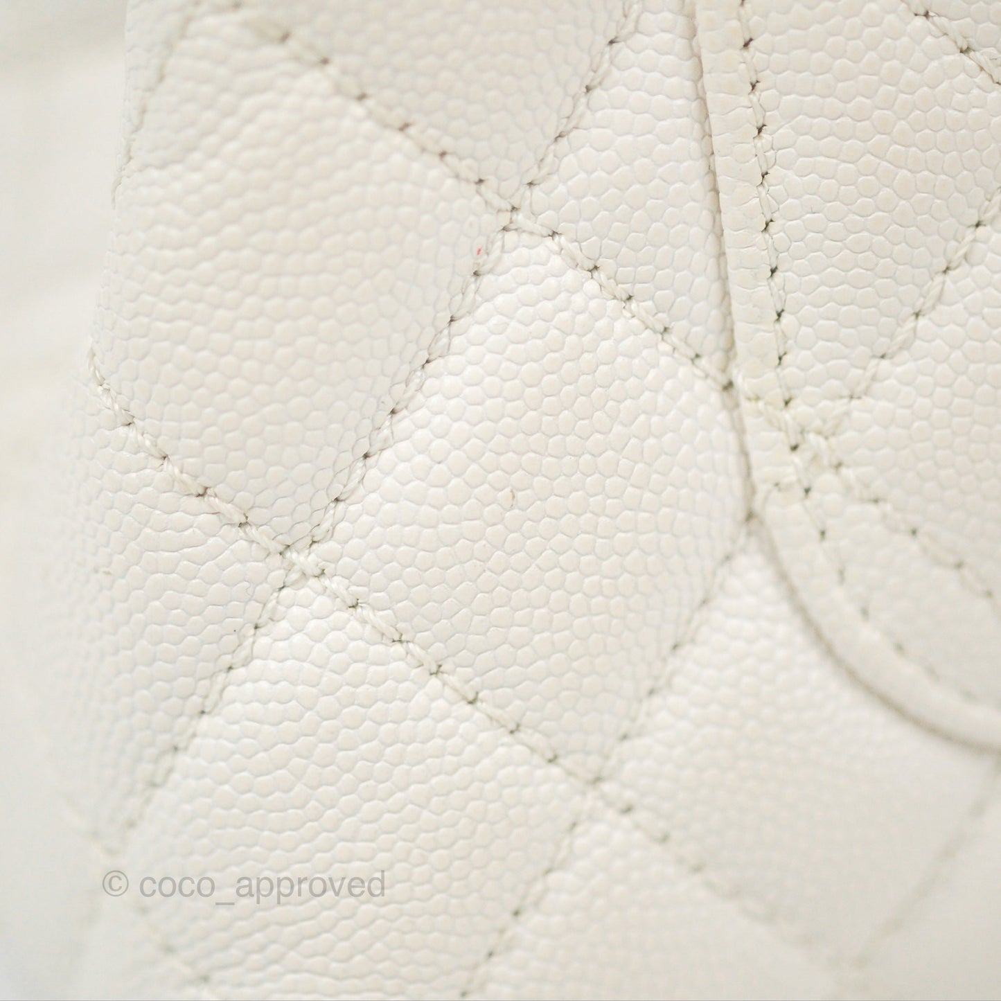 Chanel Mini Coco Handle Quilted Ivory White Caviar Gold Hardware